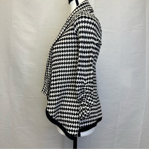 Mauve Black & White Open Front Cardigan Sweater - Size S - Picture 3 of 7